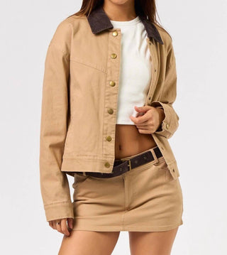 Blue Blush - Corduroy Collar Bomber Jacket