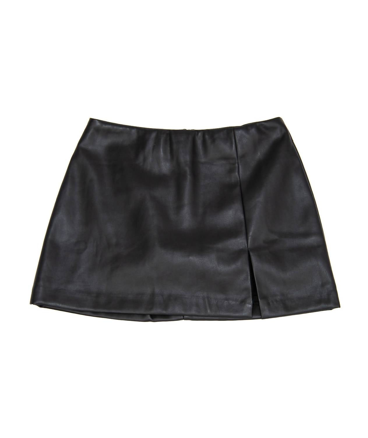 8Apart - Junior Women's Paula Vegan Leather Skirt With Slit