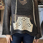 Pol - Crochet Hoodie Sweater With Contrasting Pocket Charcoal