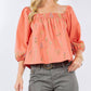 Paparazzi - Poplin Embroidered Top with Puff Sleeve