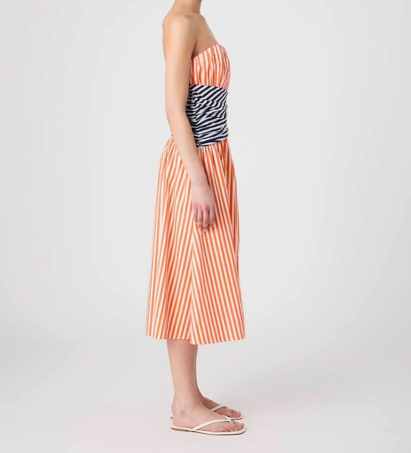 French Connection - Alexis Stripe Strapless Midi Dress