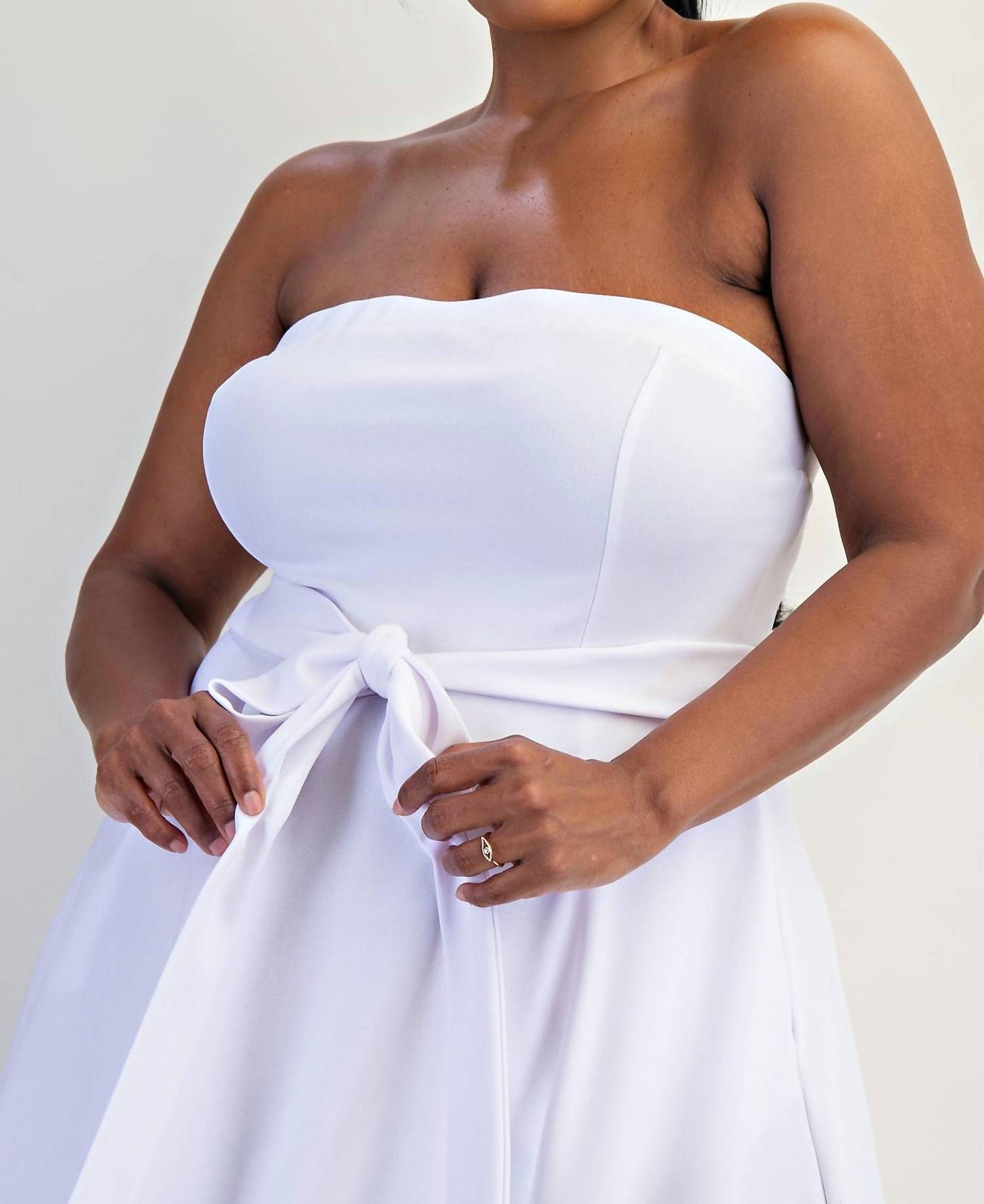 The Curve La - Plus Size Knit Tube Maxi Dress With Self Belt