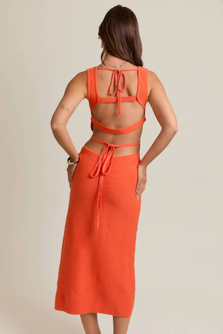 Le Lis - Creamsicle Sleeveless Square Neck Midi Dress