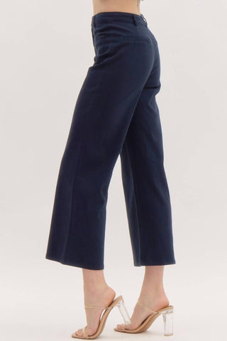Entro - High Waisted Wide Leg Ankle Length Pants