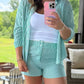 Very J - Striped Oversized Shirt Top & Shorts Set