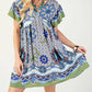Gigio - Printed V-neck Mini Dress