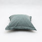 Stonewashed Linen Throw Pillow with Handworked Edges & Fringe - 22x22