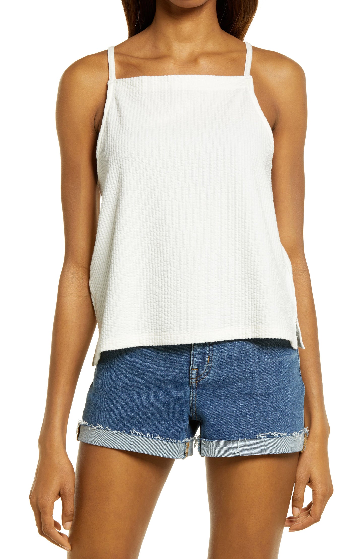 Madewell Seersucker Apron Tank in Lighthouse - Size Large