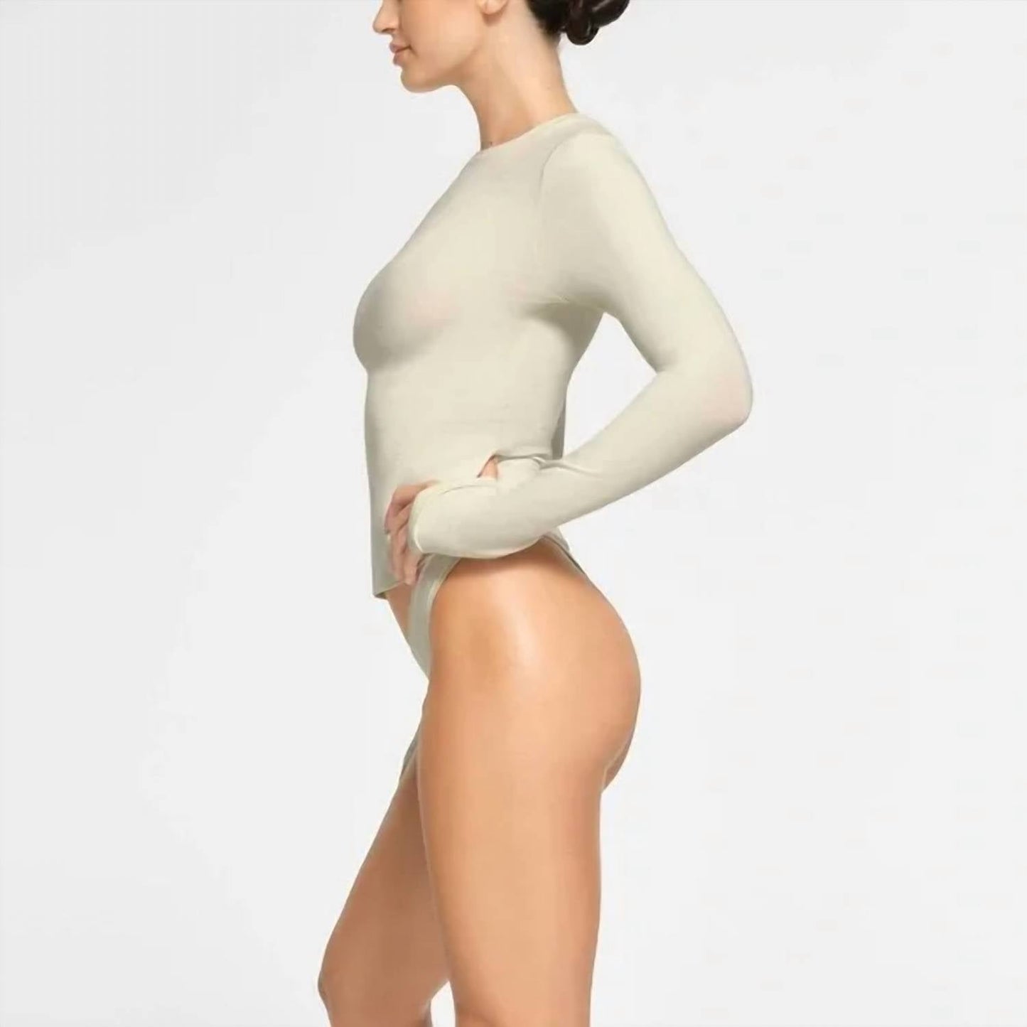 Skims - Cotton Jersey Long Sleeve T-shirt Women’s S Color Bone Stretch Tee