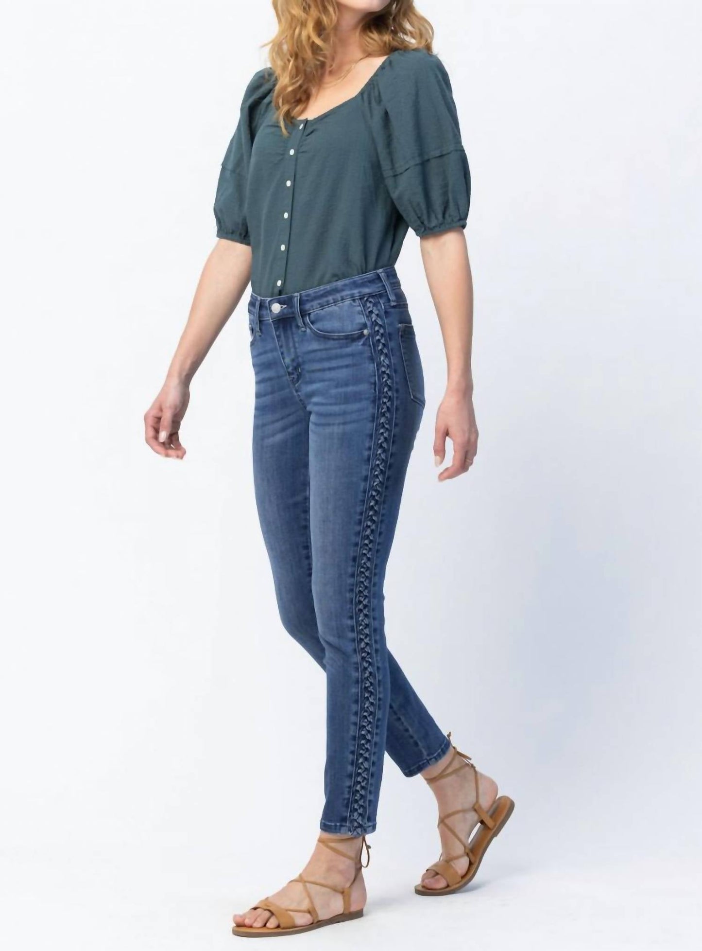 Judy Blue - Relaxed Fit With Side Braid Detail Jeans - Plus Sizes