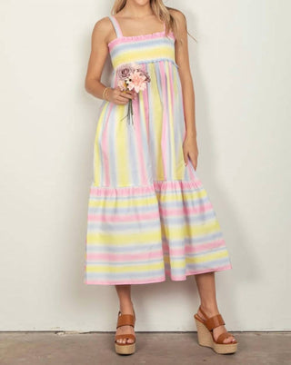 Trendsi - Very J Striped Woven Smocked Midi Cami Dress