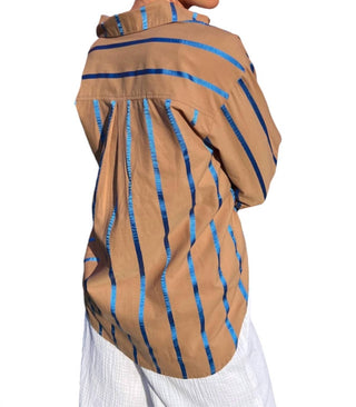 Entro - Espresso Striped Button Up Top