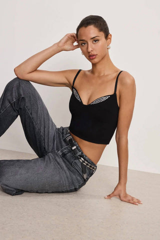 Good American - Ponte Crystal Knit Top