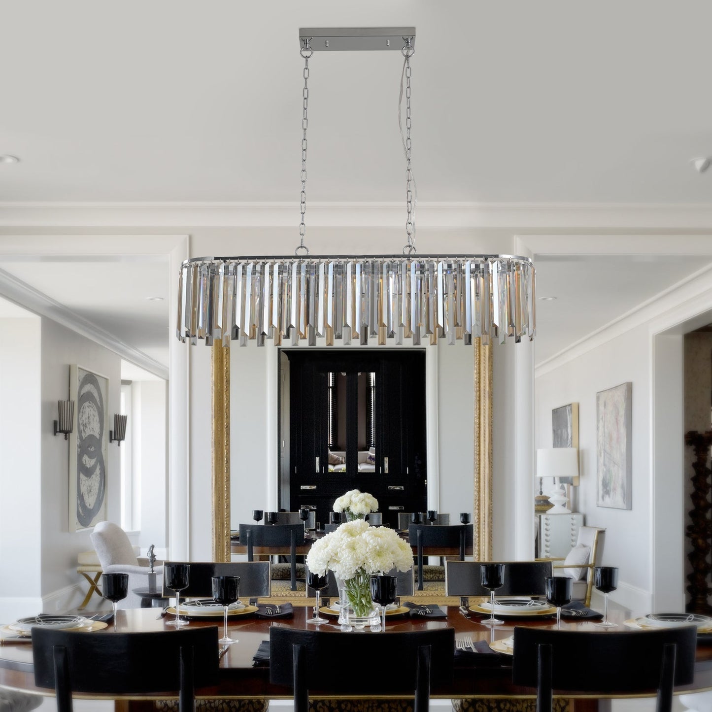 Modern Oval Crystal Ceiling Chandelier