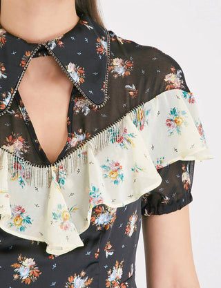 Topshop - Rodeo Frill Western Skater Short Floral Print