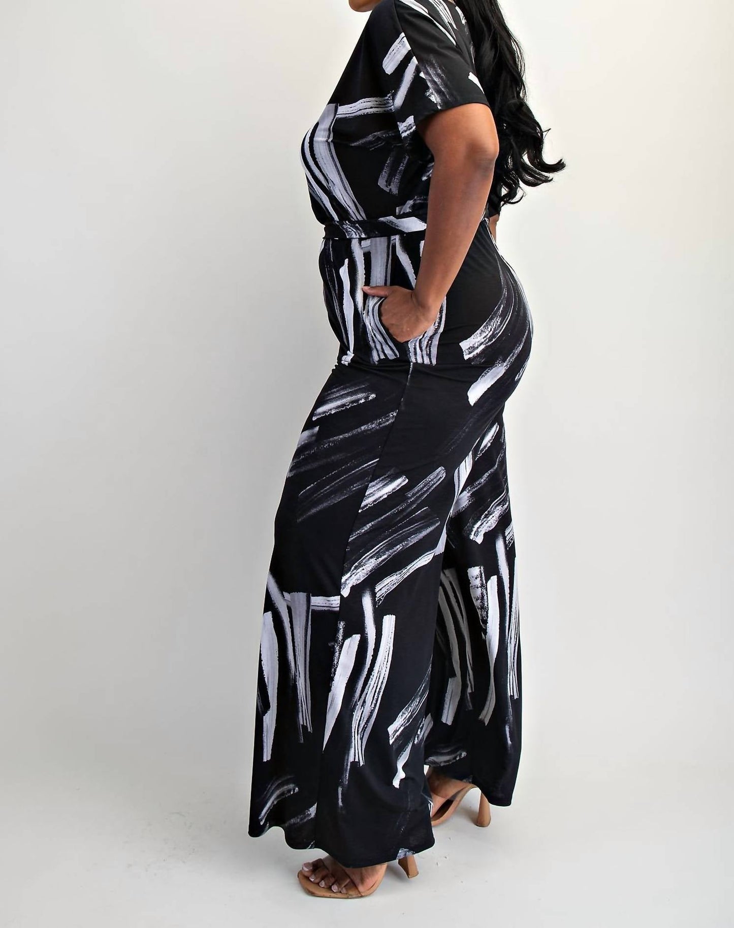 The Curve La - Plus Size Knit Off The Shoulder Wide Leg Jumpsuit