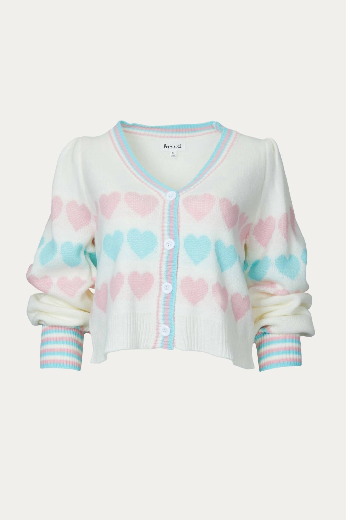 &Merci - HEART BUTTON-FRONT CARDIGAN
