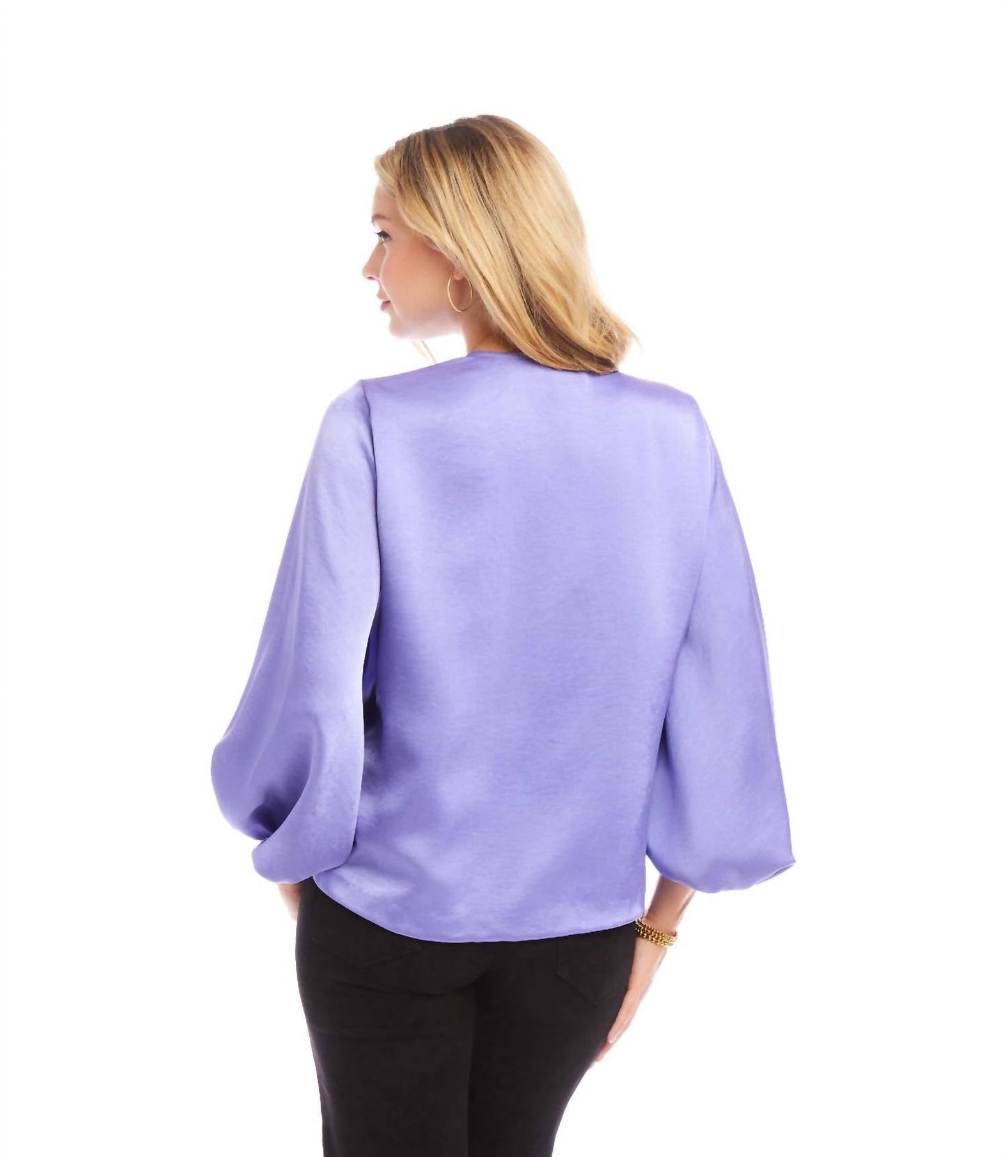 Karen Kane - Keyhole Crossover Satin Top