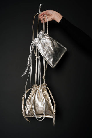 Lemiz - Women's Mini Bowie Drawstring Leather Bag