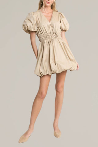In The Beginning - bubble hem tie front mini dress