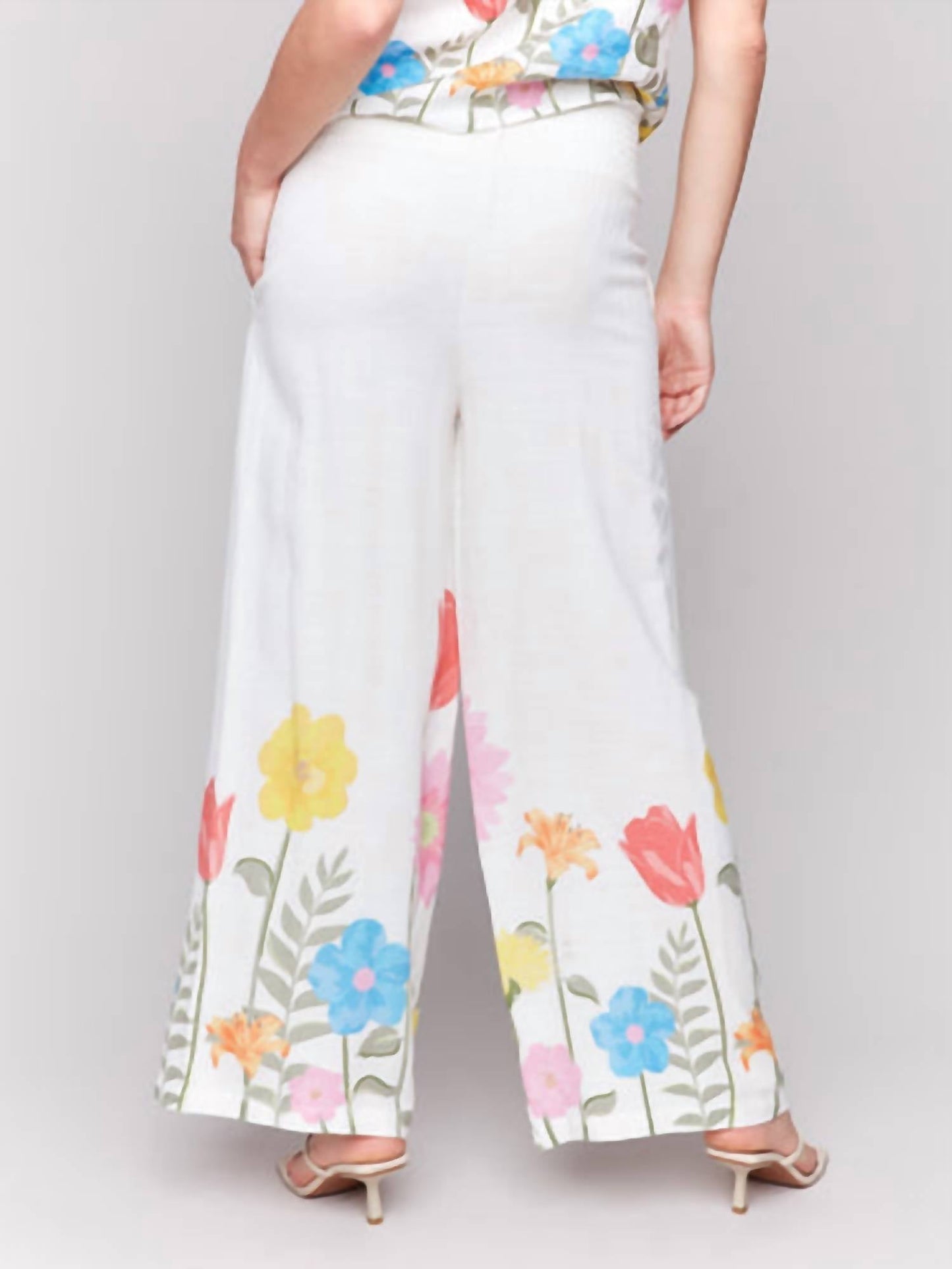 Charlie B - Printed Linen-blend Wide Leg Pants