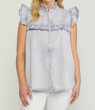 Entro - Denim Ruffled Top