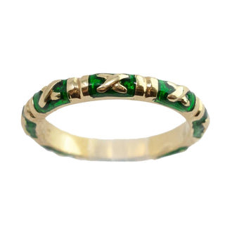 Hidalgo - Green Enamel X Ring - Size 6.5