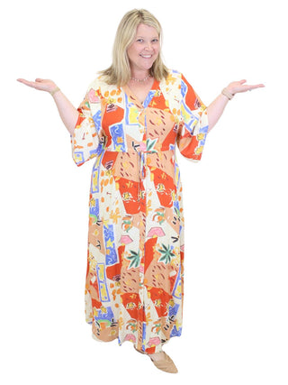 Entro - Abstract Button Down Maxi Dress