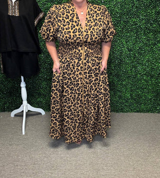 Entro - Leopard Print Zip Up Midi Dress