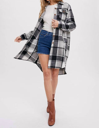 Bluivy - Women's Flannel Plaid Longline Shacket