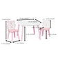 Table And Chair Set, 3 Piece Wooden Toddler Desk With Animal Backrest - Pink / White