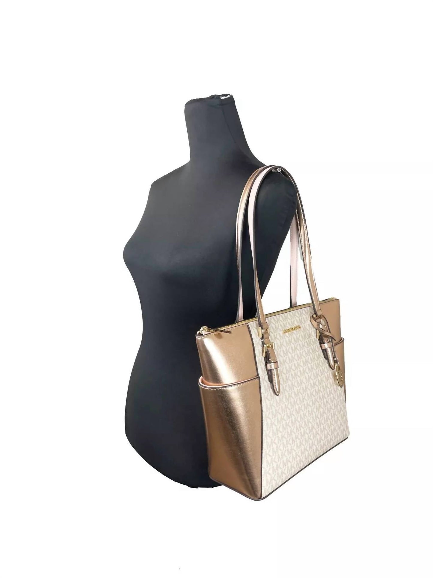 Michael Kors - Women's Charlotte Leather Top Zip Tote Bag Purse Large