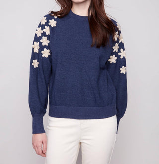 Charlie B - Crew Neck Sweater With Embroidery Details