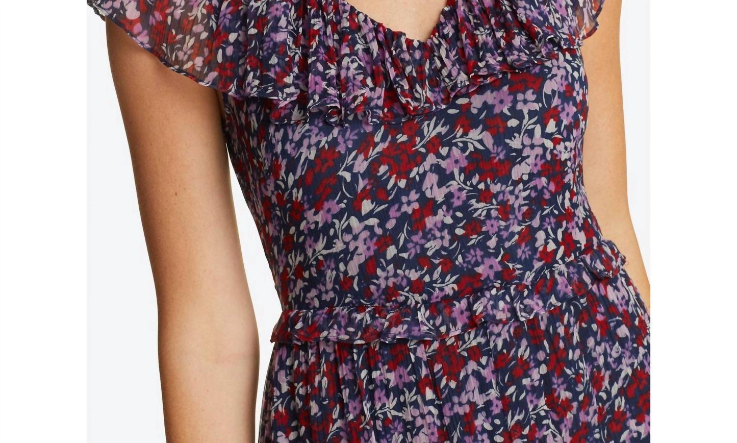 Draper James - Wispy Floral Flounce Ruffle V Neck Dress