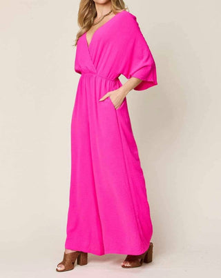 Double Take - Chic Surplice Wide Leg Jumpsuit