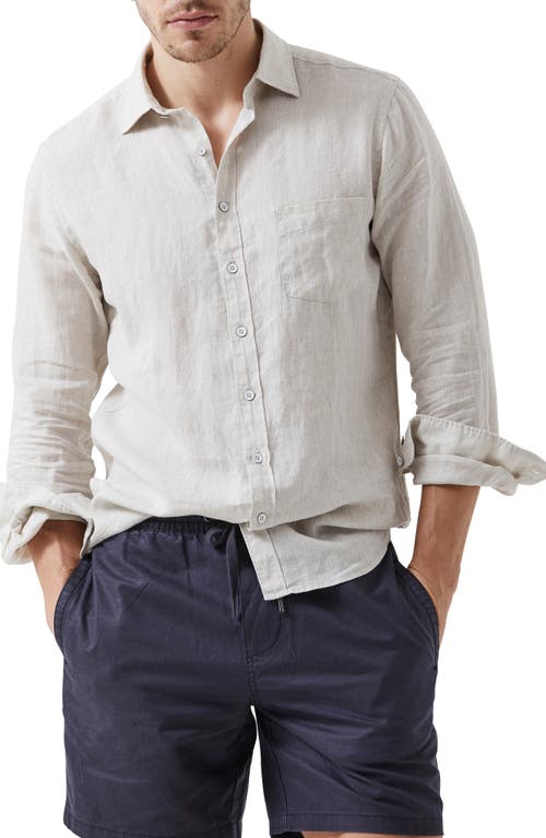 Rodd & Gunn Seaford Linen Button-Up Shirt in Sand, Size X-Large