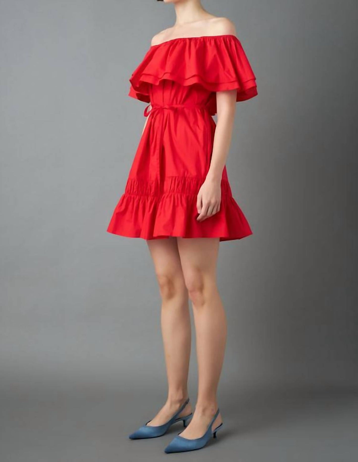 2.7 August Apparel - Off The Shoulder Ruffle Mini Dress