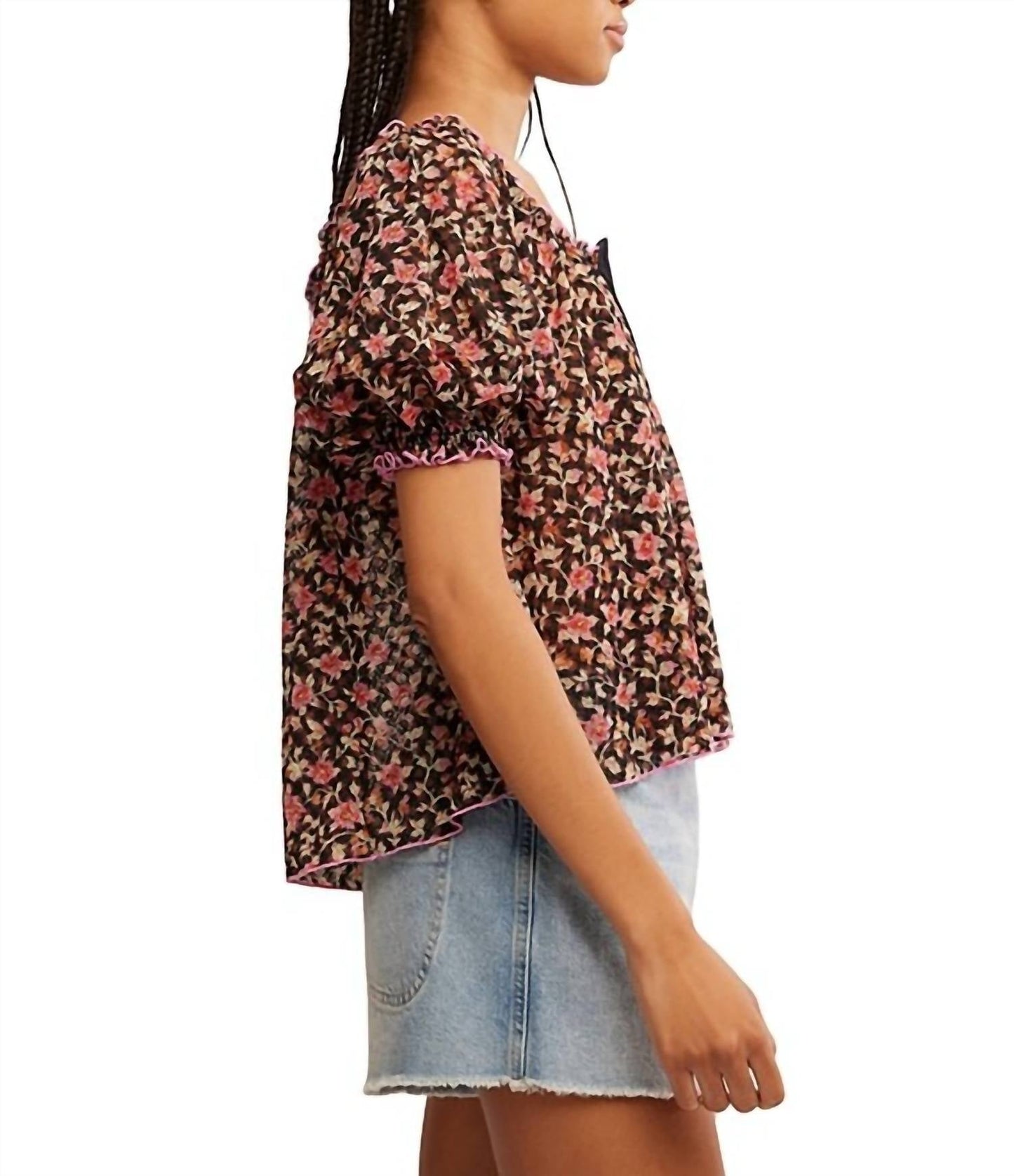 Free People - Astra Peasant Floral Print Top