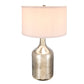 Silver Round Table Lamp with White Fabric Shade