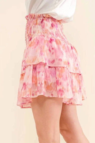 And The Why - Printed Lurex Tiered Skort