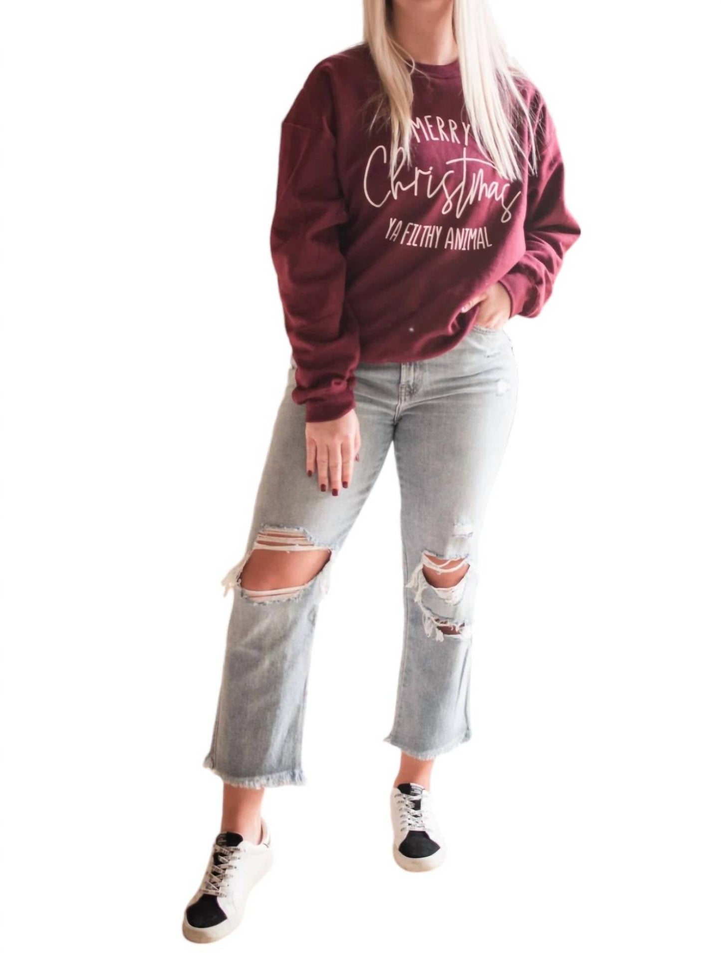 Oat Collective - Merry Christmas ya Filthy Animal Crew Sweatshirt