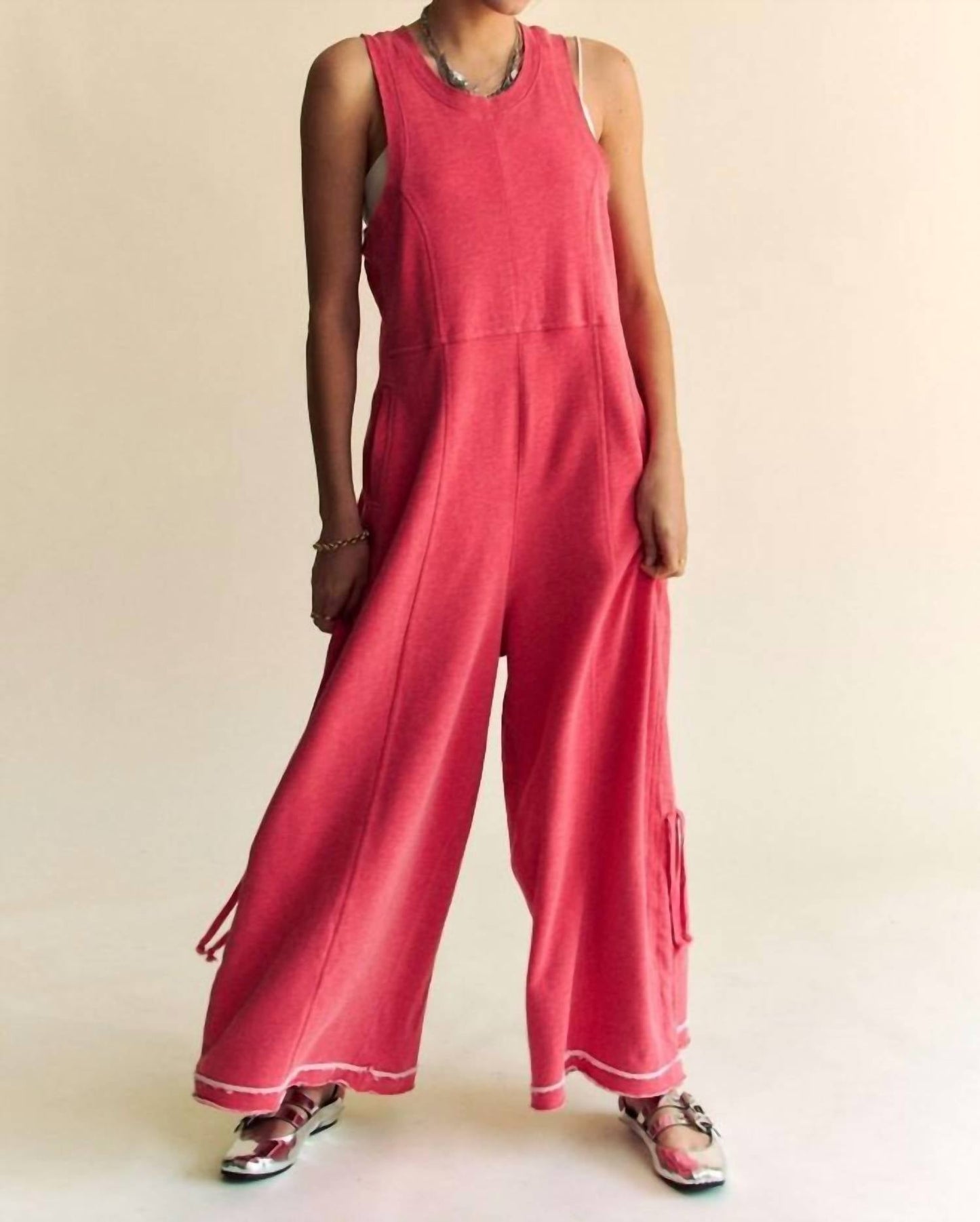 Davi & Dani - Ruched Side Seam Jumpsuit