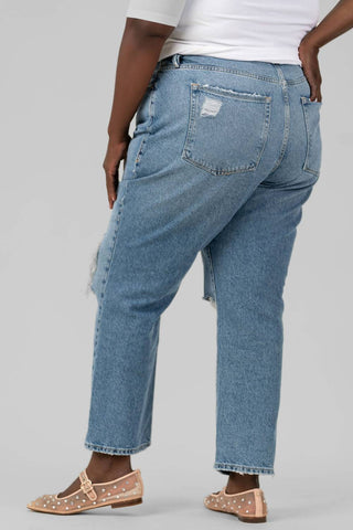 Good American - Good Boy Straight Leg Ripped Jeans - Plus