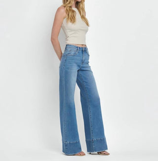 Vervet By Flying Monkey - High Rise Raw Hem Wide Leg A Line Jeans