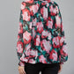 61 Jane - Women's Floral Keyhole Tie Neck Blouse