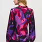 Joseph Ribkoff - Abstract Print Faux Wrap Satin Top