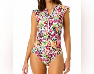 Anne Cole - Women's Sun Blossom Flutter Zip One Piece