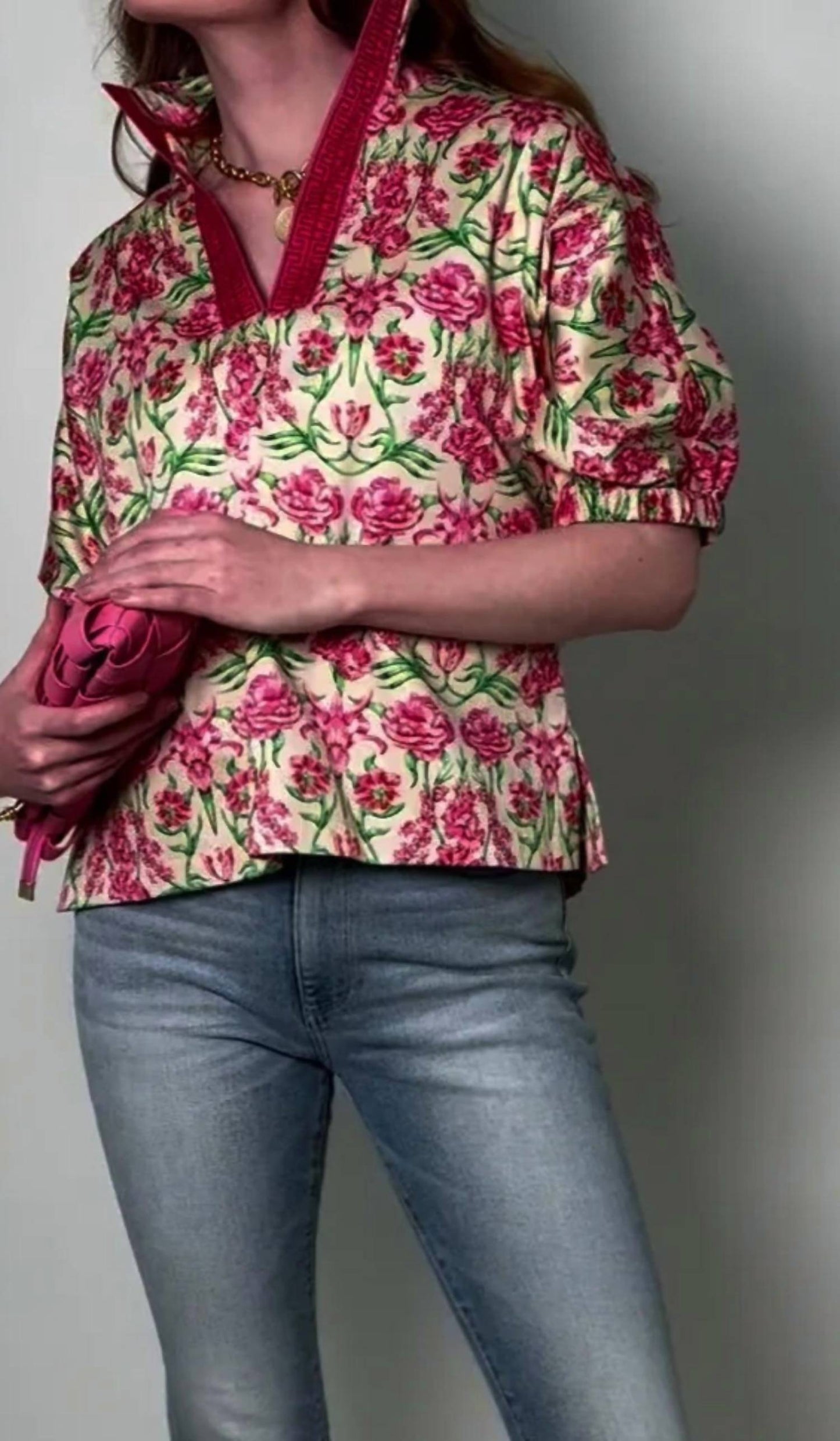 Emily Mccarthy - Floral Garden Cheetah Poppy Top