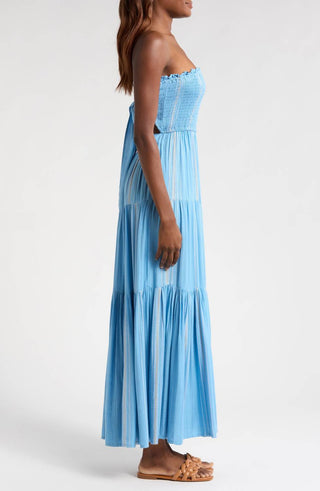 Elan - Embroidered Stripe Tiered Dress