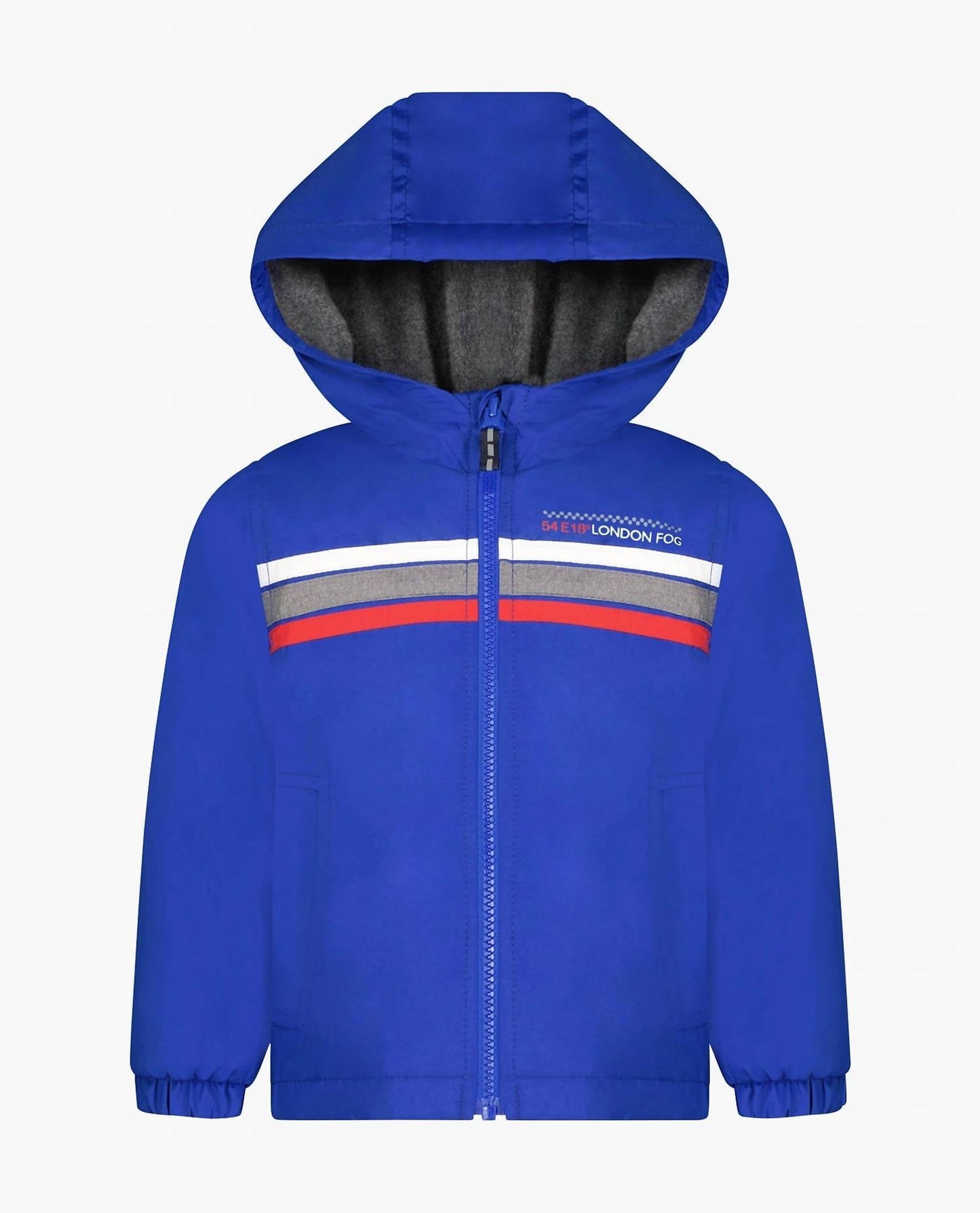 London Fog - Toddler Boys Zip Front Hooded Sporty Stripe Raincoat